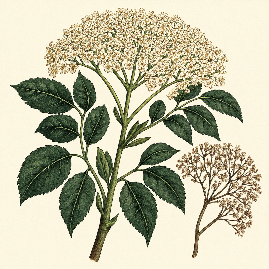 Elder Flower botanical illustration