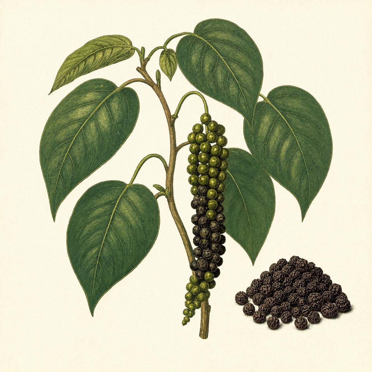 Black Peppercorn botanical illustration