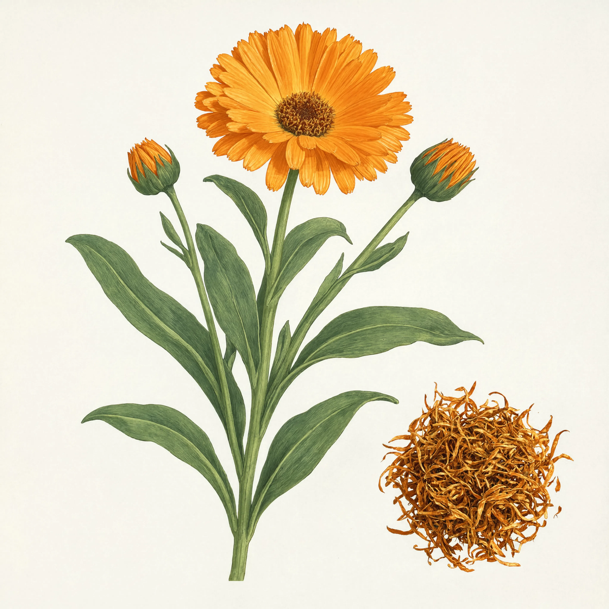 Calendula botanical illustration
