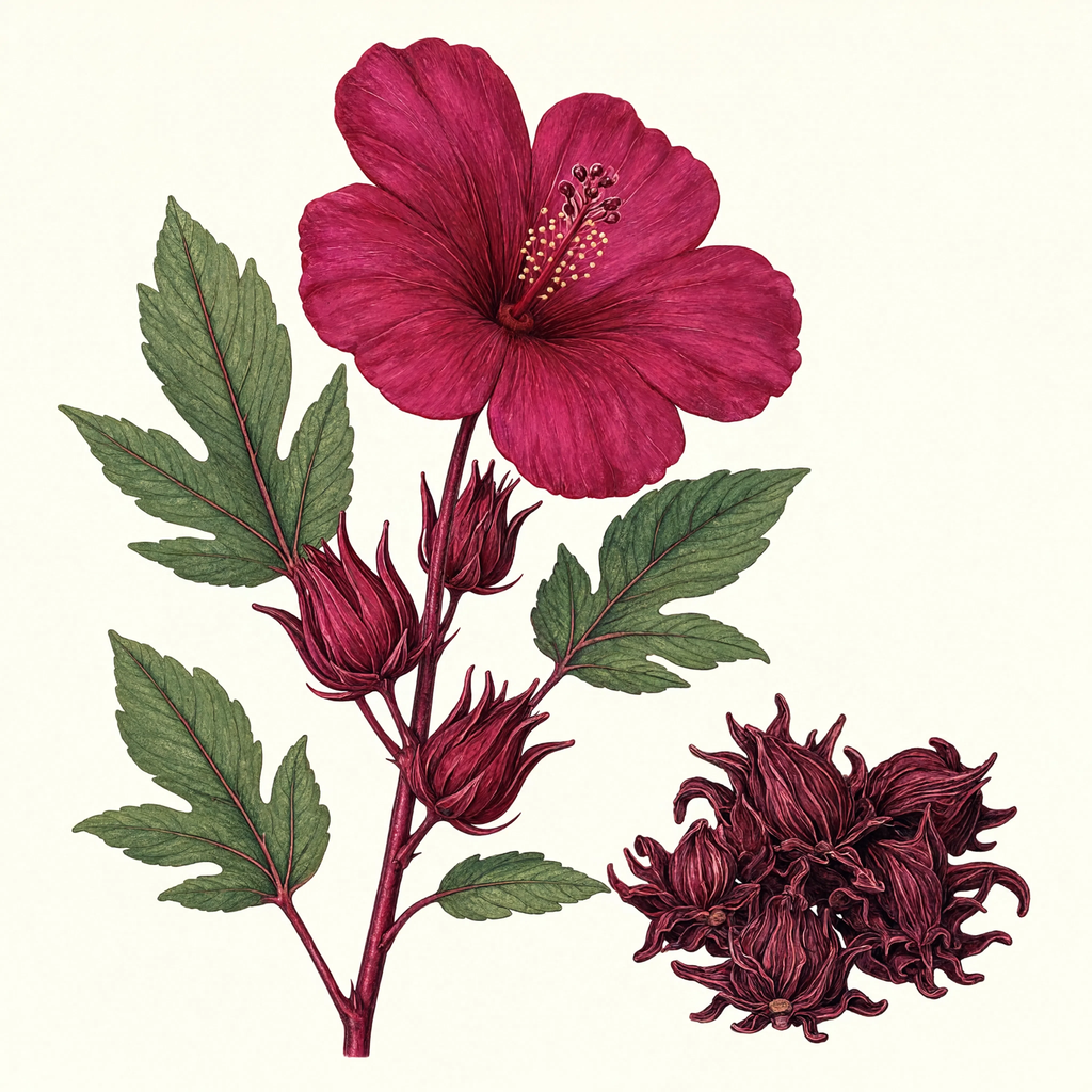 Hibiscus Flower botanical illustration