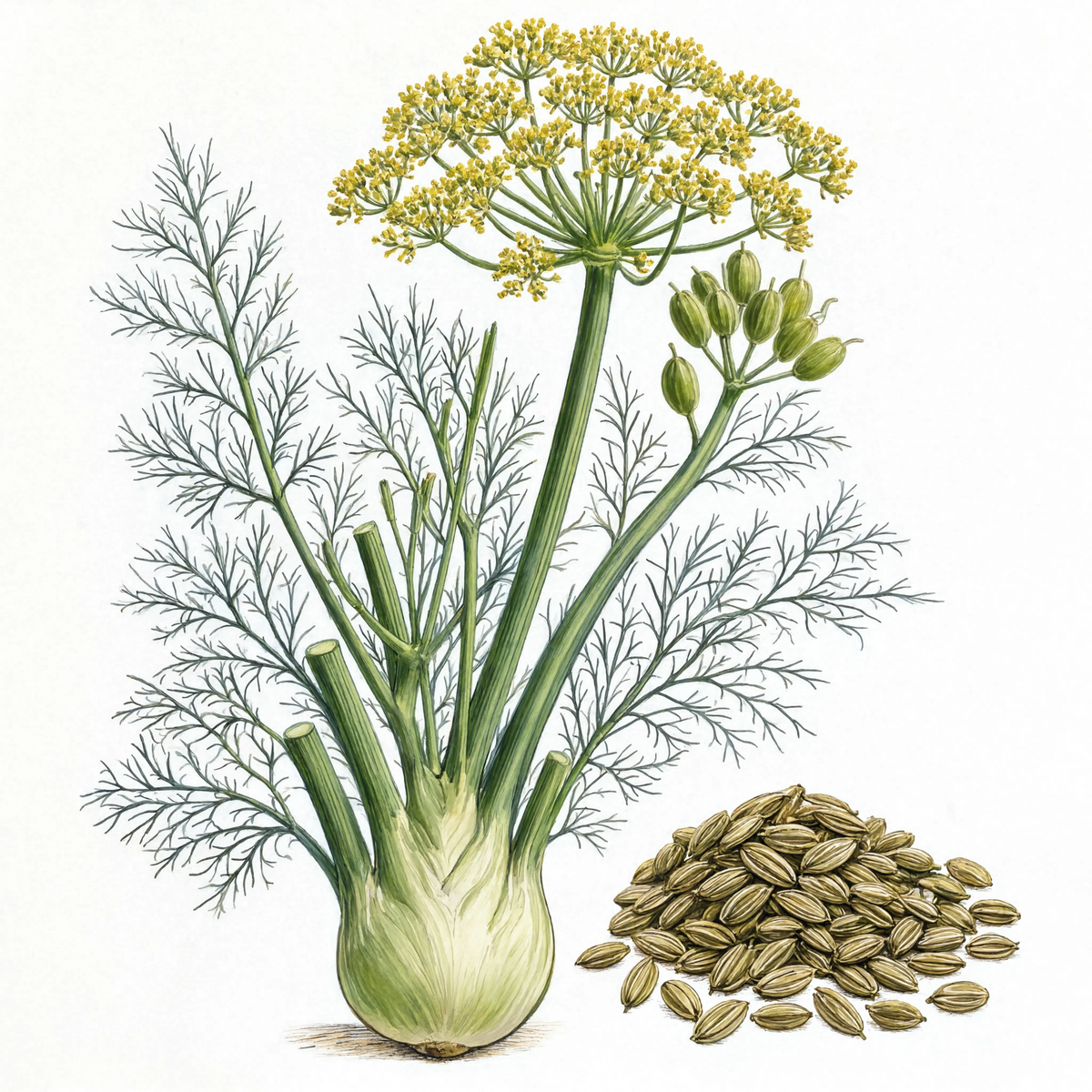 Fennel Seed botanical illustration