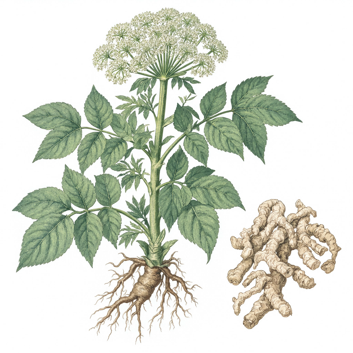 Angelica Root botanical illustration