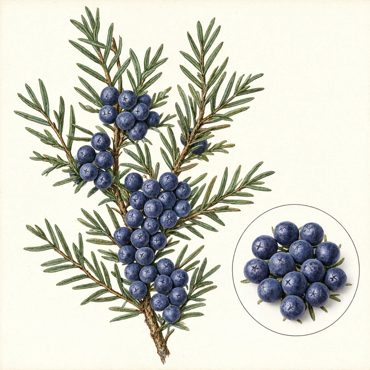 Juniper Berry botanical illustration