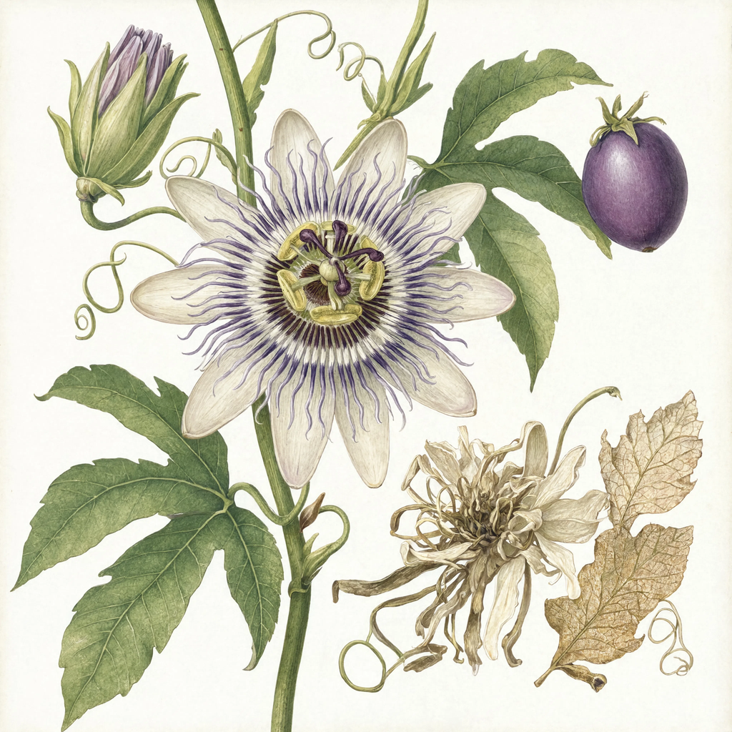 Passionflower botanical illustration