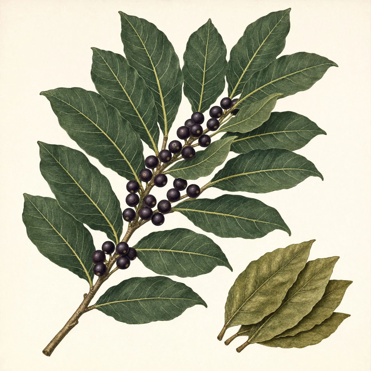 Bay leaf botanical illustration