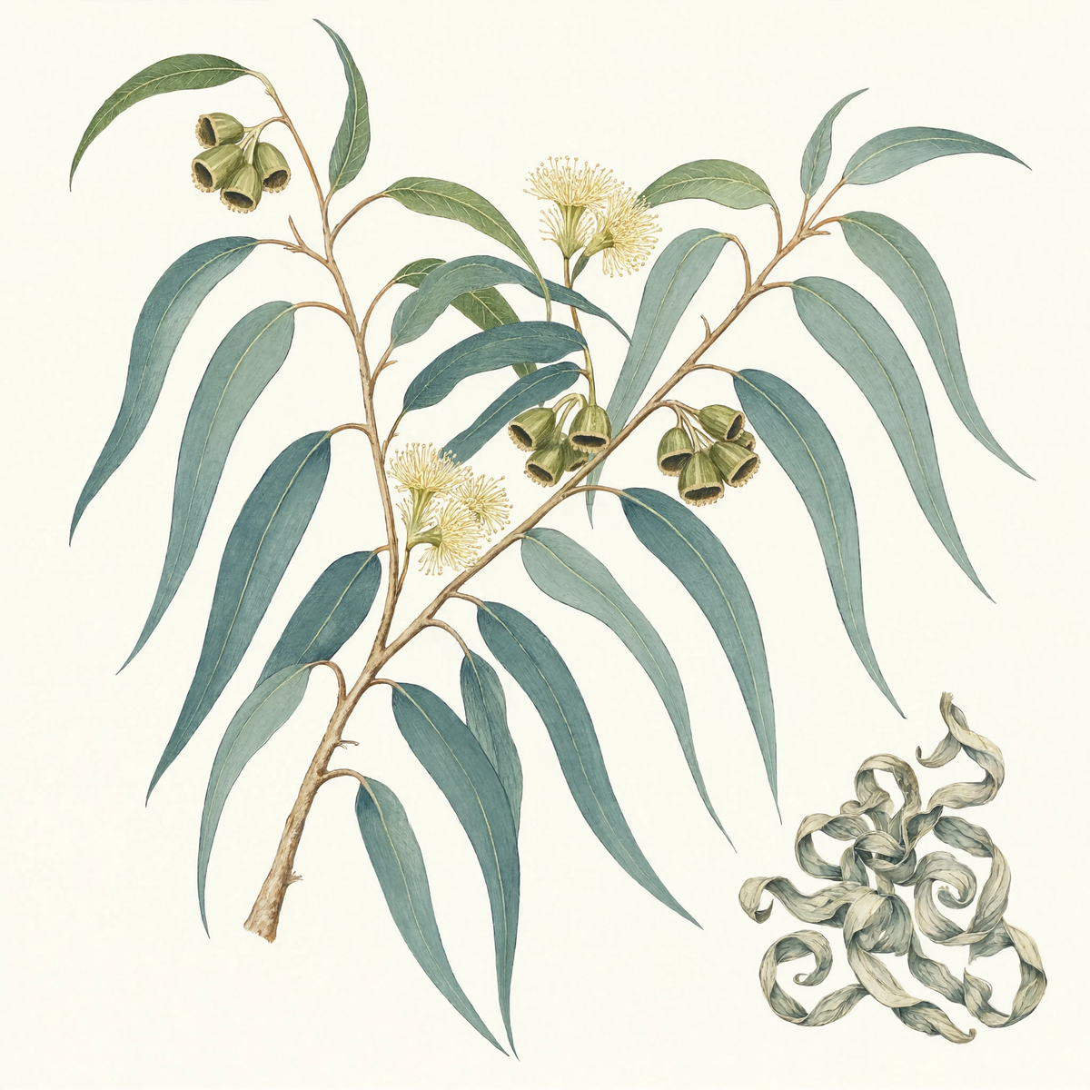 Eucalyptus Leaf botanical illustration